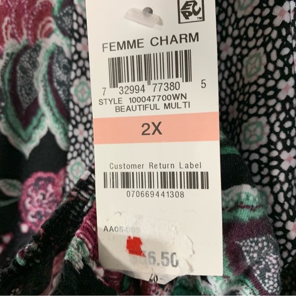 Style & Co Mixed Print Bishop Sleeve Top - Picture 10 of 10